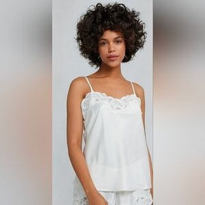 Lauren by Ralph Lauren White Satin Lace Cami